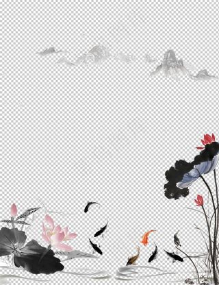 水墨荷花 粉色荷花  荷花意境图片