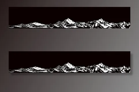 雪山 矢量 黑背景图片