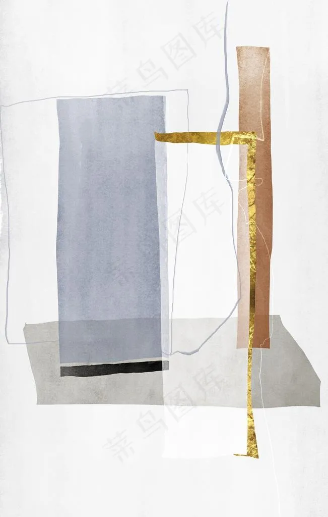 北欧抽象几何烁金装饰画图片