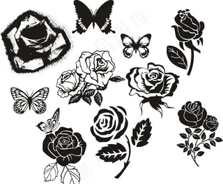 玫瑰蝴蝶图片