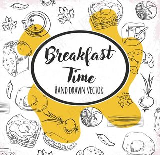手绘早餐无缝背景图片