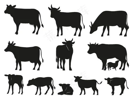 牛剪影图片