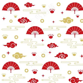 新年扇子底纹图片