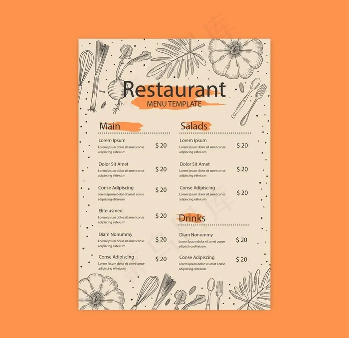 餐牌 价目表 传单图片ai矢量模版下载