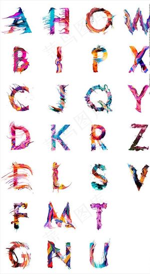 油彩喷溅效果英文字母图片