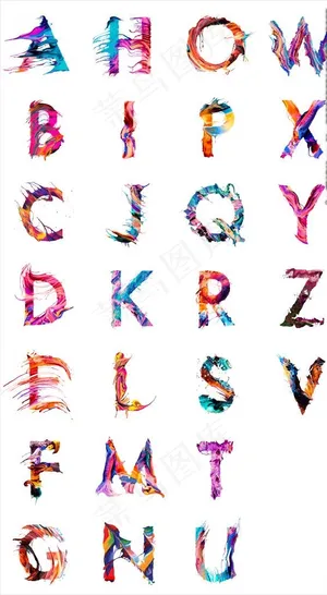 油彩喷溅效果英文字母图片