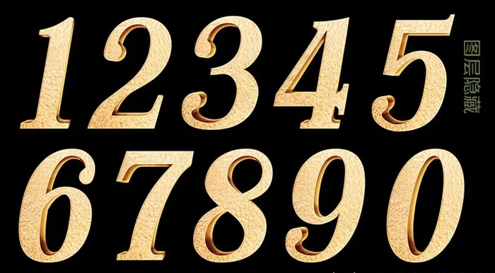 金色立体数字图片psd模版下载
