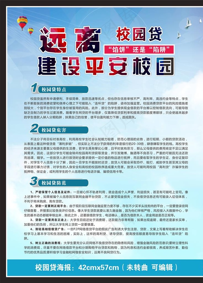 远离校园贷海报图片(450X600)cdr矢量模版下载
