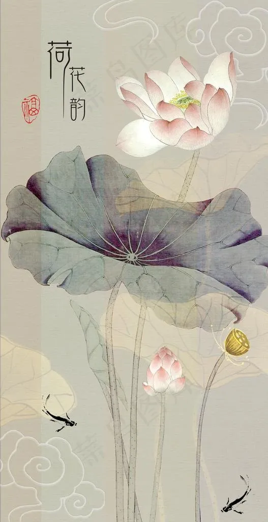 荷花韵中式水墨莲花图片