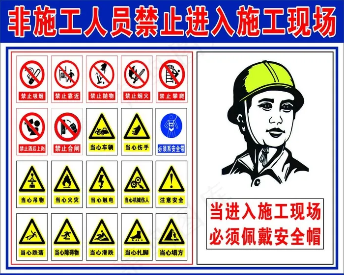 非施工人员禁止进入图片cdr矢量模版下载