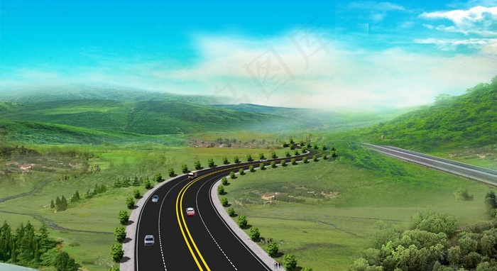 公路鸟瞰效果图图片