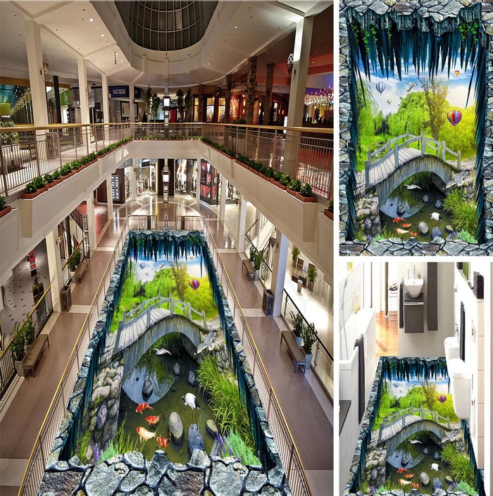流水小桥3D立体地画图片(8504X14173(DPI:72))psd模版下载