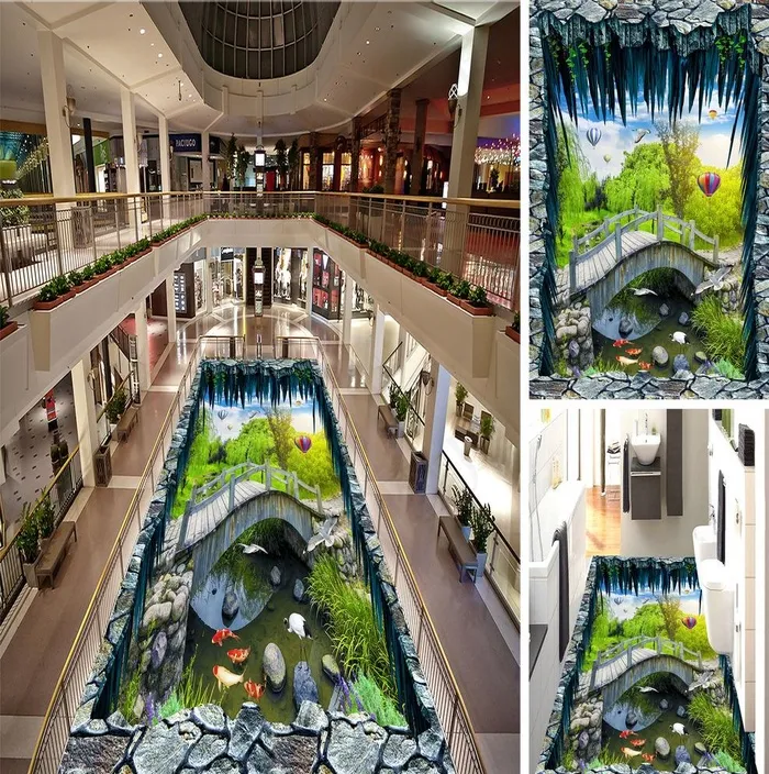 流水小桥3D立体地画图片(8504X14173(DPI:72))psd模版下载