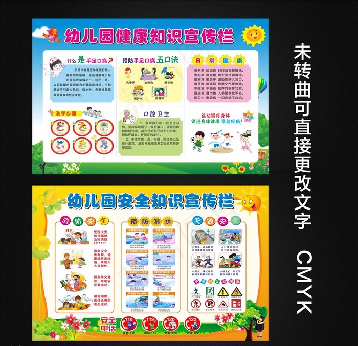幼儿园安全健康宣传栏图片(210X297)cdr矢量模版下载