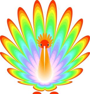 立体孔雀渐变红黄蓝绿青橙紫矢量图片
