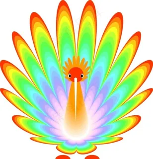 立体孔雀渐变红黄蓝绿青橙紫矢量图片 立体孔雀渐变红黄蓝绿青橙紫矢量图片