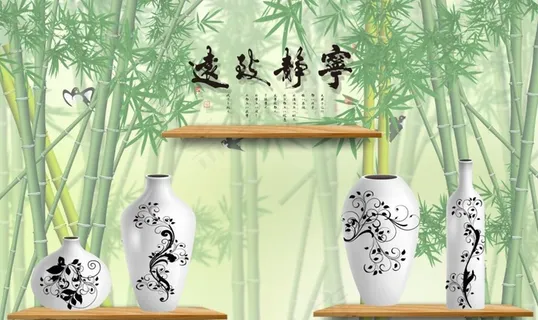 3d竹林宁静致远瓷瓶图片 3d竹林宁静致远瓷瓶图片