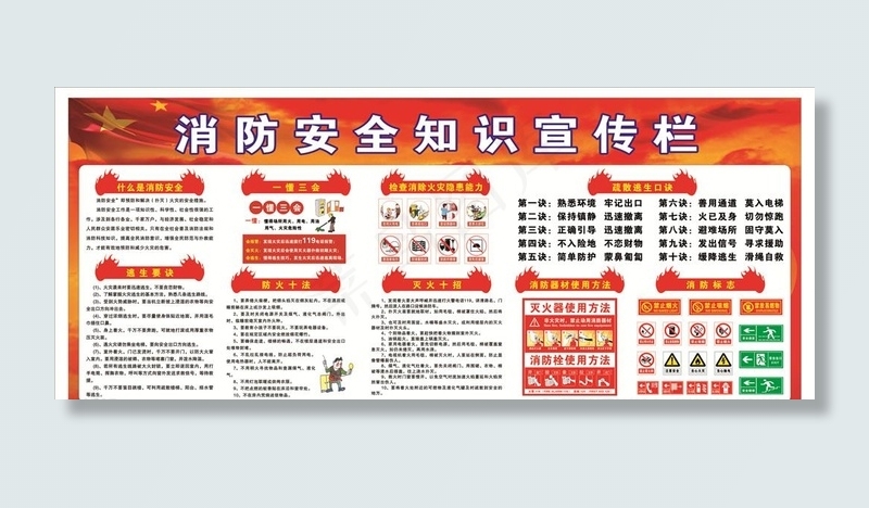 消防安全知识宣传栏图片(210X297)cdr矢量模版下载