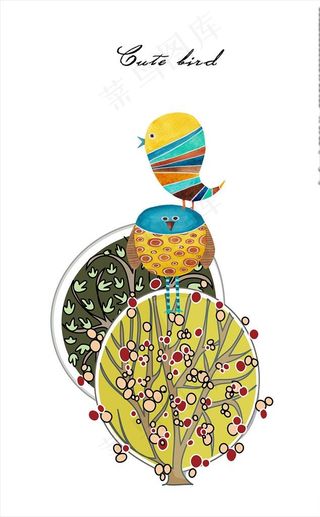 北欧动物植物卡通画图片