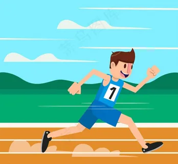 卡通跑道上跑步的男子图片