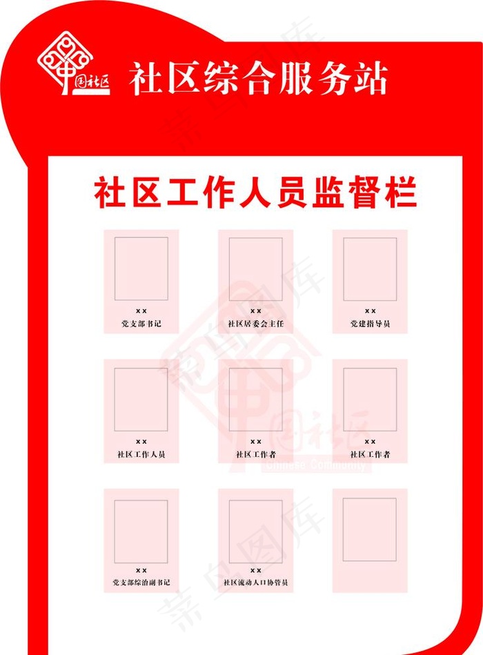 社区人员监督栏图片cdr矢量模版下载