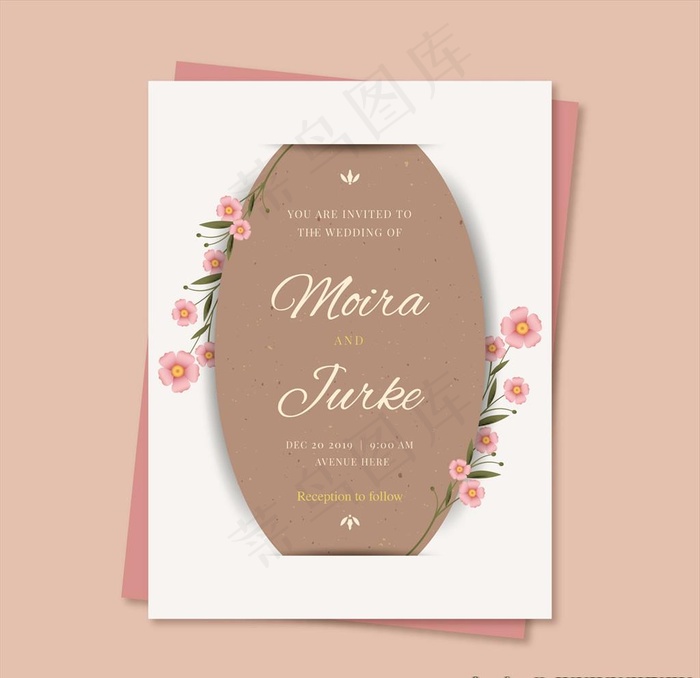 优雅简约婚庆邀请模板图片