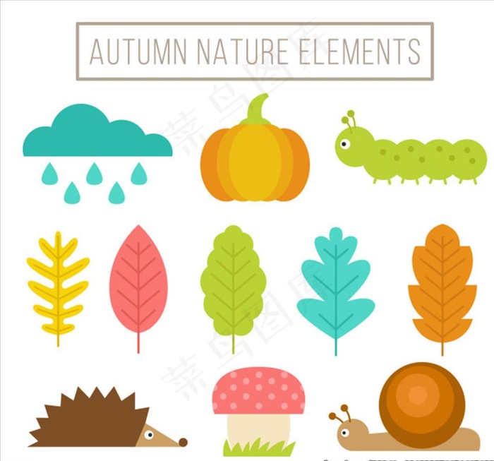 卡通树叶小动物图片