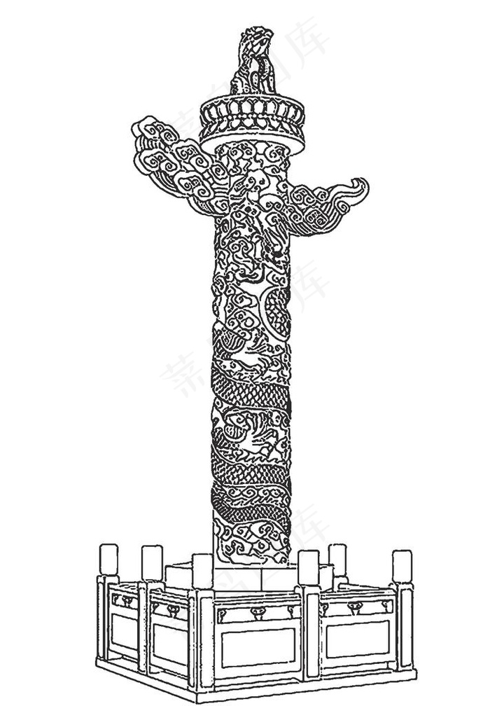华表 线稿 手绘图片ai矢量模版下载