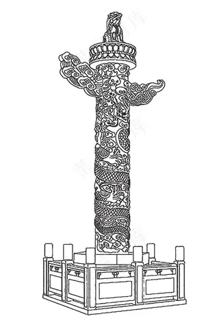 华表 线稿 手绘图片