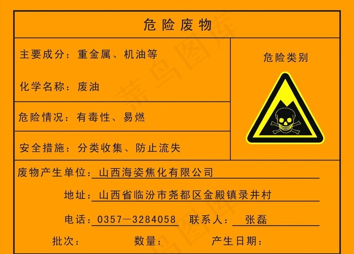 危险废弃物安全标识图片cdr矢量模版下载