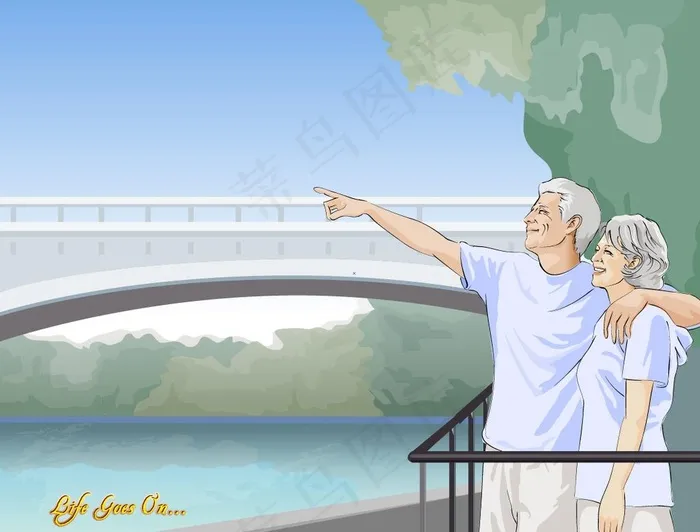 幸福老年人图片ai矢量模版下载