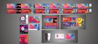 红色 蓝色 金色 高端 大气图片