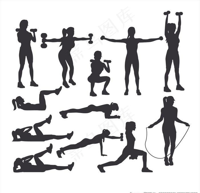 人物运动健身剪影矢量素材图片