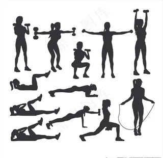 人物运动健身剪影矢量素材图片