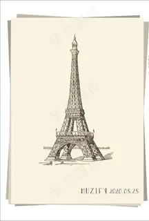 埃菲尔铁塔素描画图片