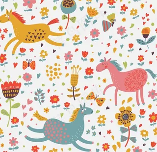 卡通小马花纹背景图片