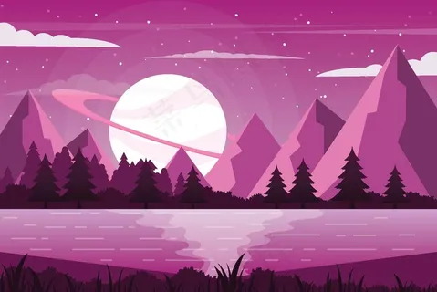 扁平化渐变风景图片