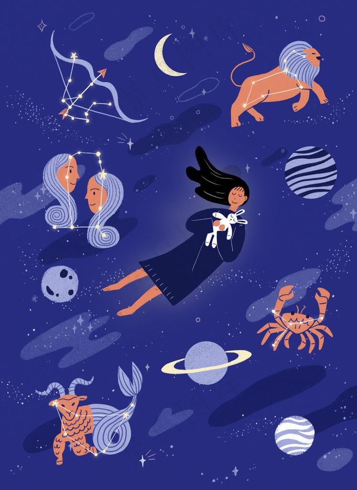 手绘唯美星空图片(3650X4800(DPI:300))psd模版下载