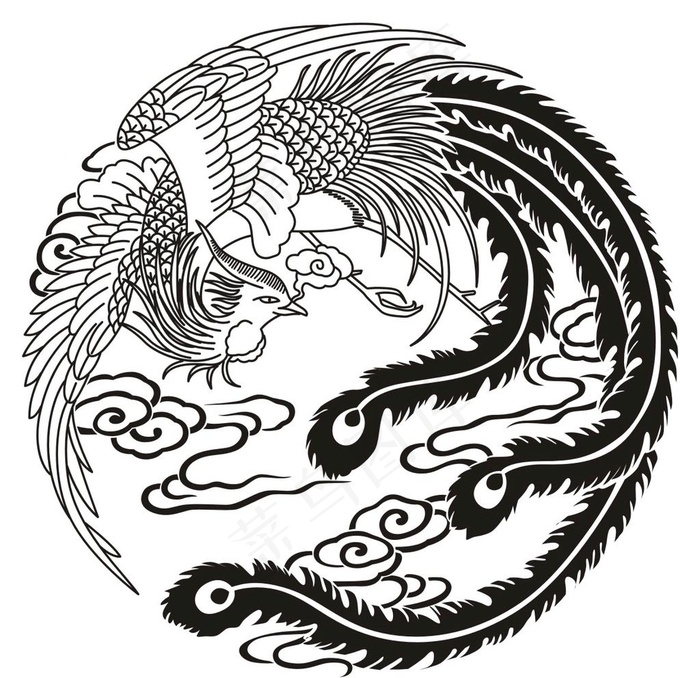 圆形凤凰图片cdr矢量模版下载