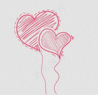 手绘爱心气球免抠设计元素图片