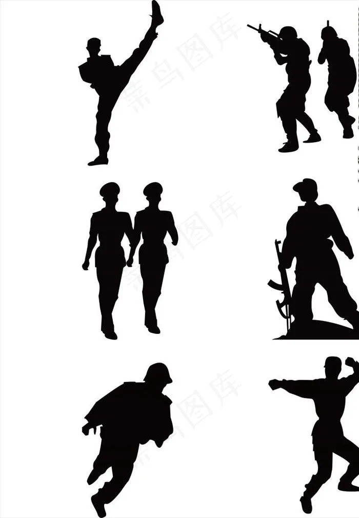 军人剪影图片ai矢量模版下载