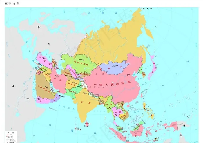 1:3530万亚洲地图图片eps,ai矢量模版下载