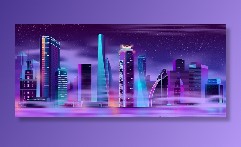 霓虹城市图片ai矢量模版下载