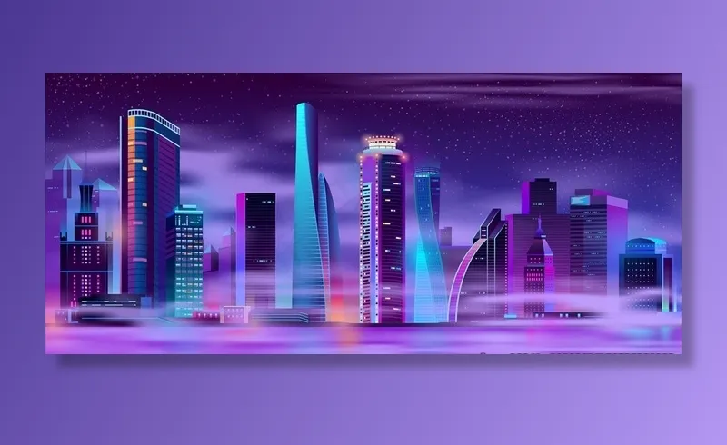 霓虹城市图片ai矢量模版下载