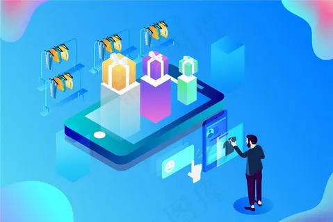 2.5d电商购物矢量插画图片