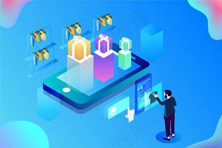 2.5d电商购物矢量插画图片