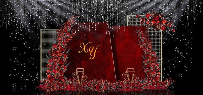 红色婚礼设计背景图片