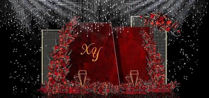 红色婚礼设计背景图片