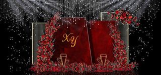 红色婚礼设计背景图片