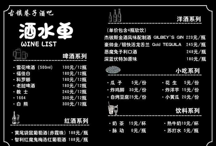 酒水单图片psd模版下载